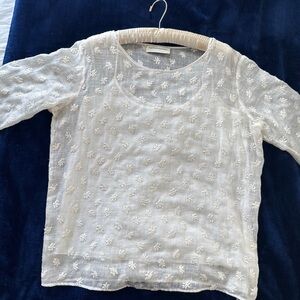 French Designer White Floral Embroidered Blouse